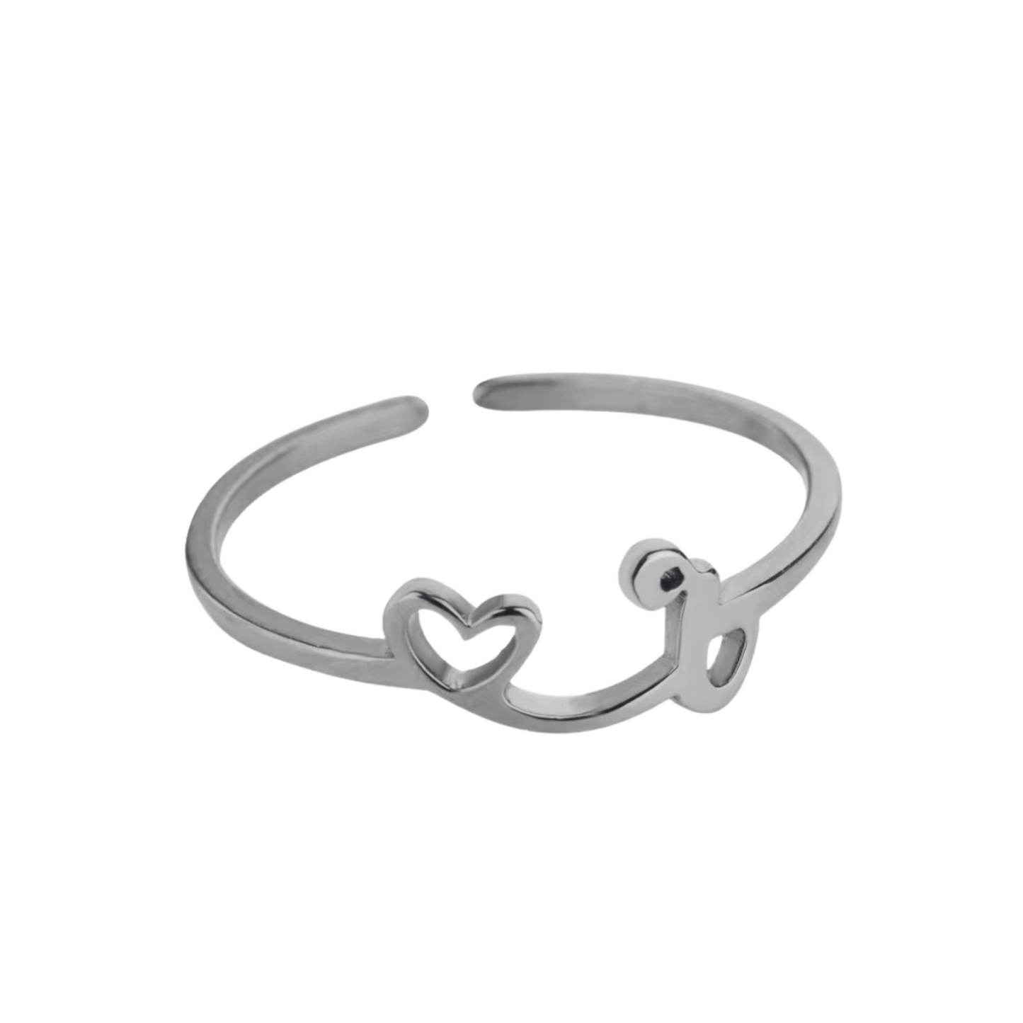 RICCARDI - BAGUE AJUSTABLE "Initial Heart Ring" - Riccardi
