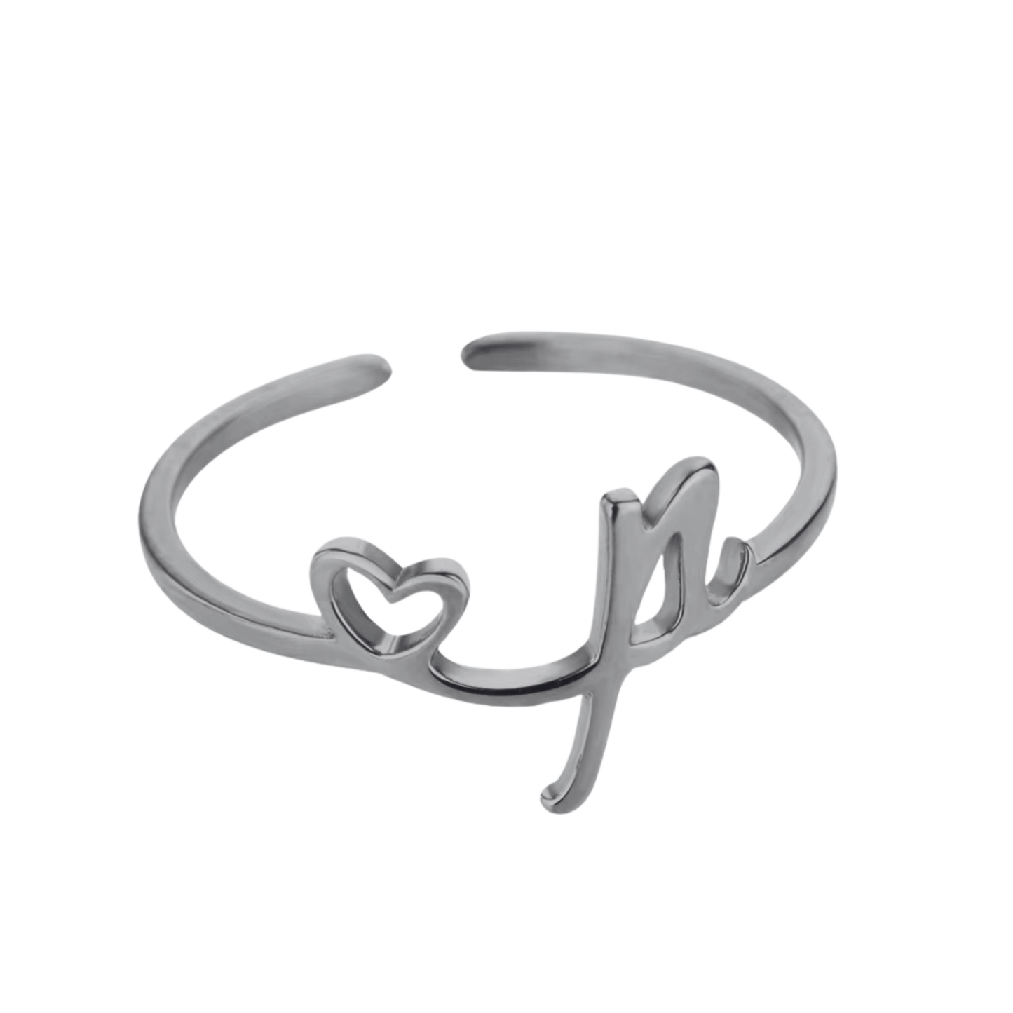 RICCARDI - BAGUE AJUSTABLE "Initial Heart Ring" - Riccardi