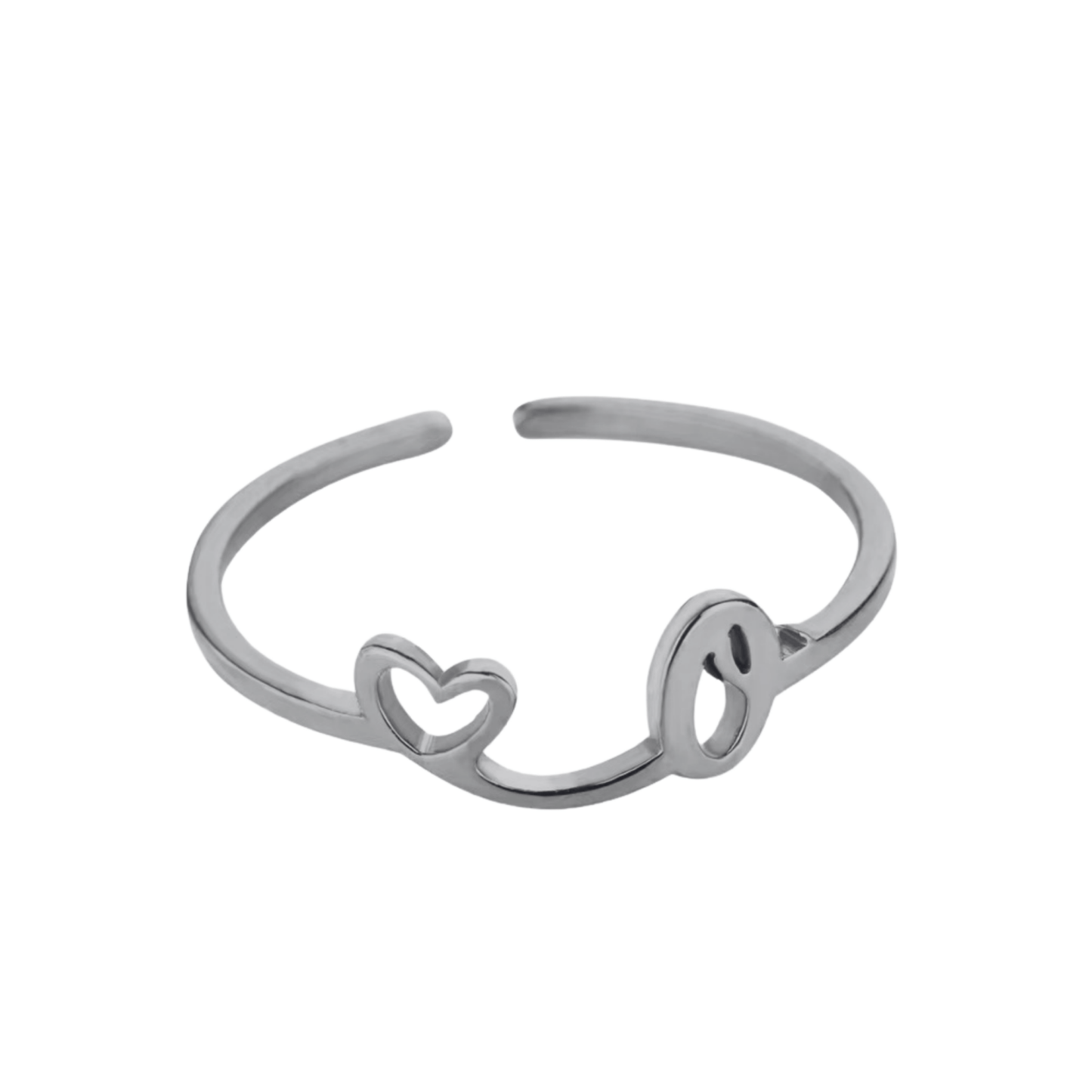 RICCARDI - BAGUE AJUSTABLE "Initial Heart Ring" - Riccardi