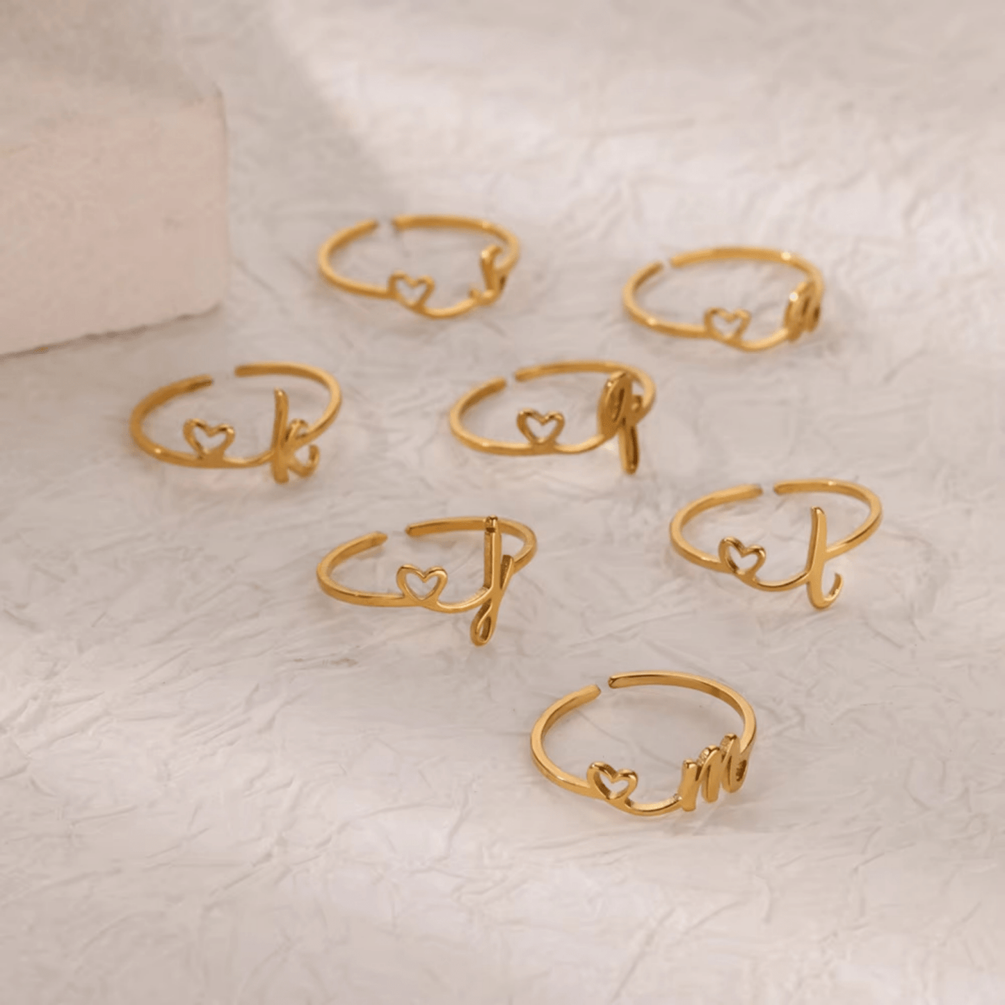 RICCARDI - BAGUE AJUSTABLE "Initial Heart Ring" - Riccardi