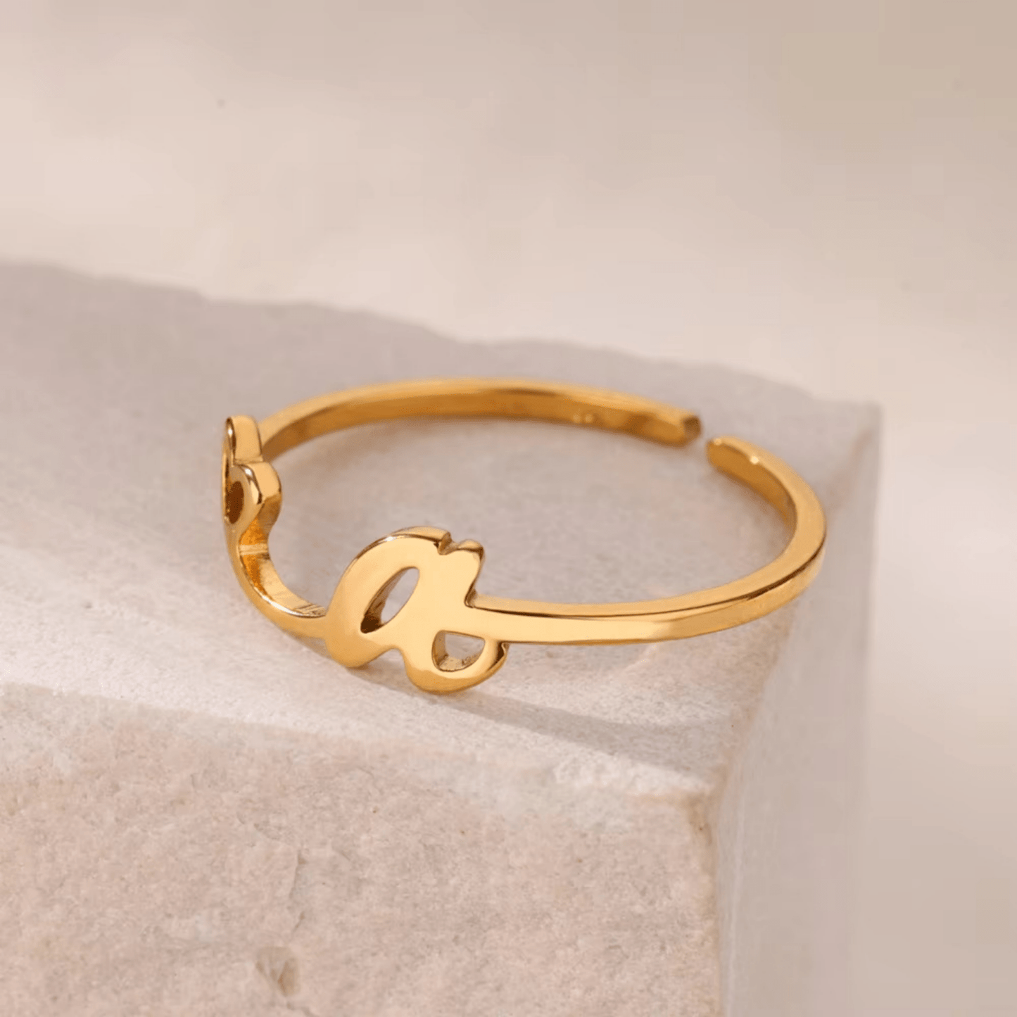 RICCARDI - BAGUE AJUSTABLE "Initial Heart Ring" - Riccardi