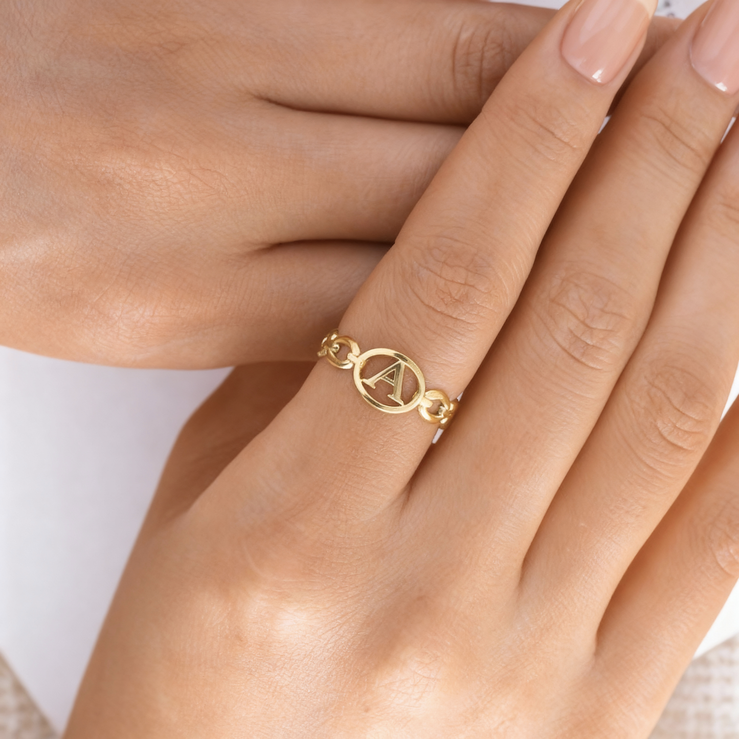 Adjustable Initial Ring "Embrace"