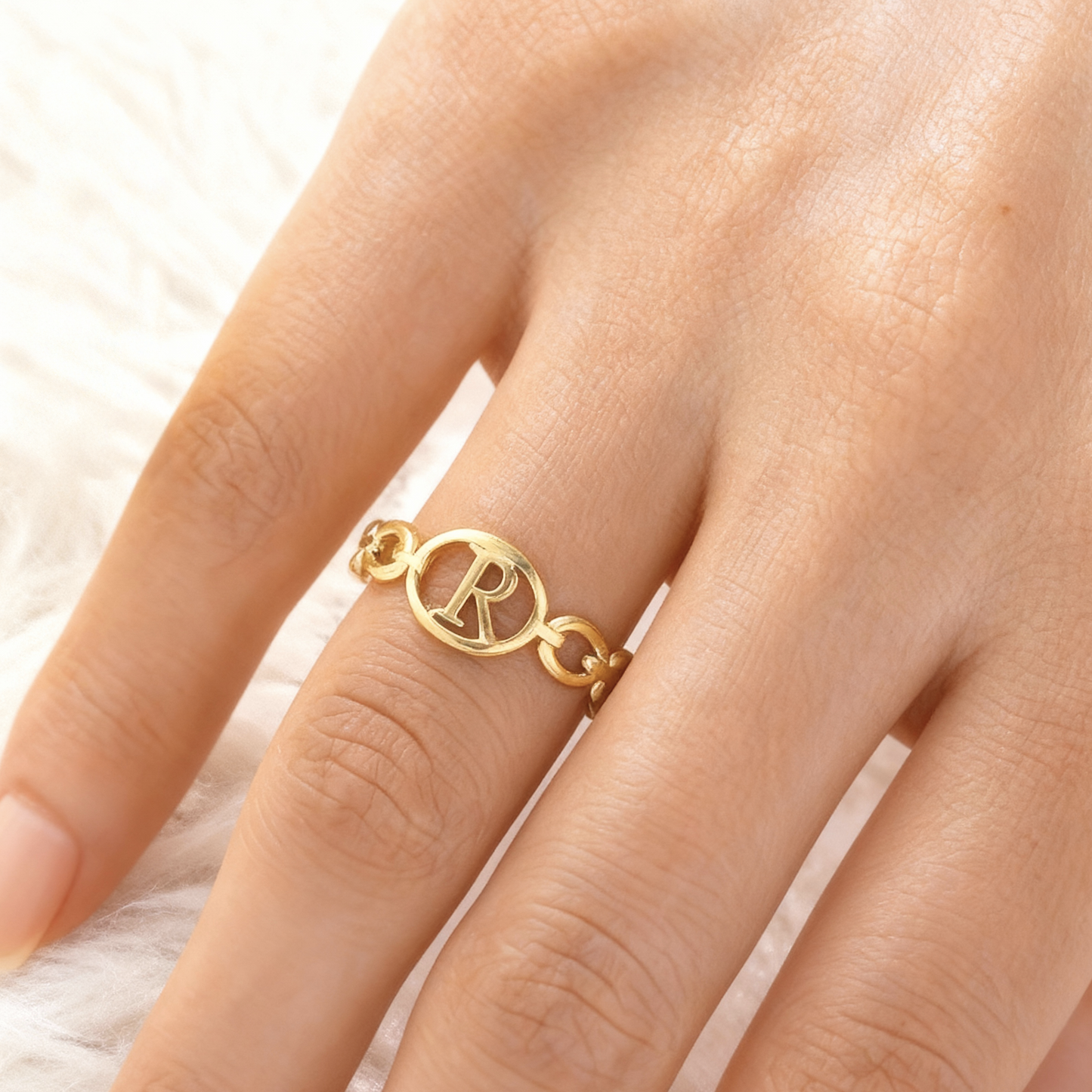 Adjustable Initial Ring "Embrace"