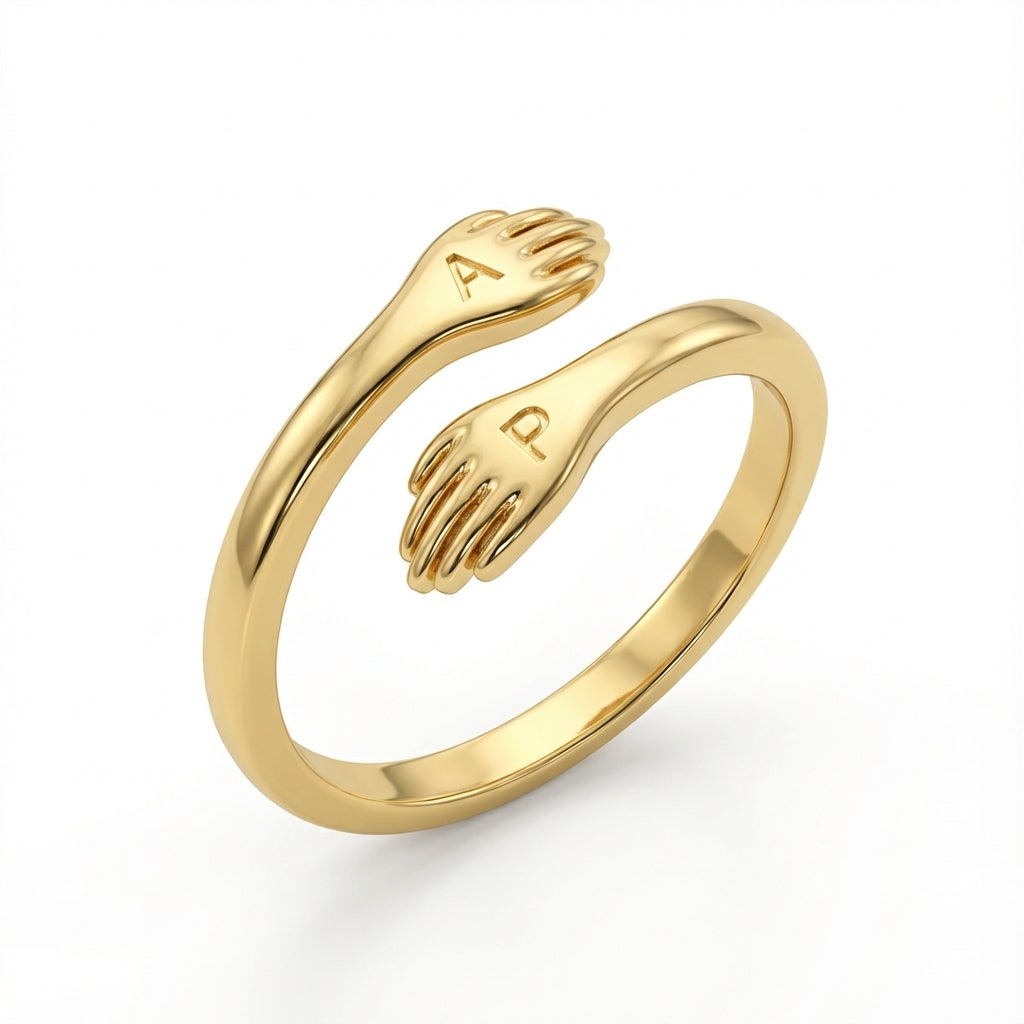 Adjustable double initial ring "Embrace"