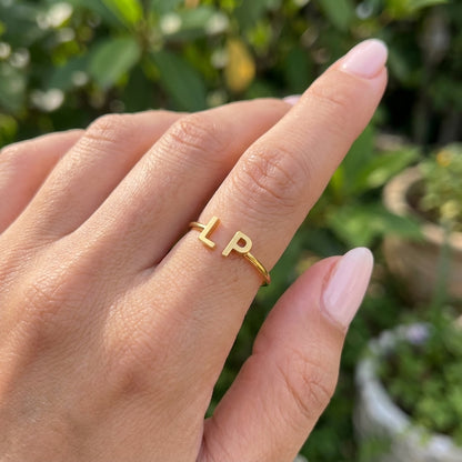 Adjustable Initial Ring "Double Monogram"