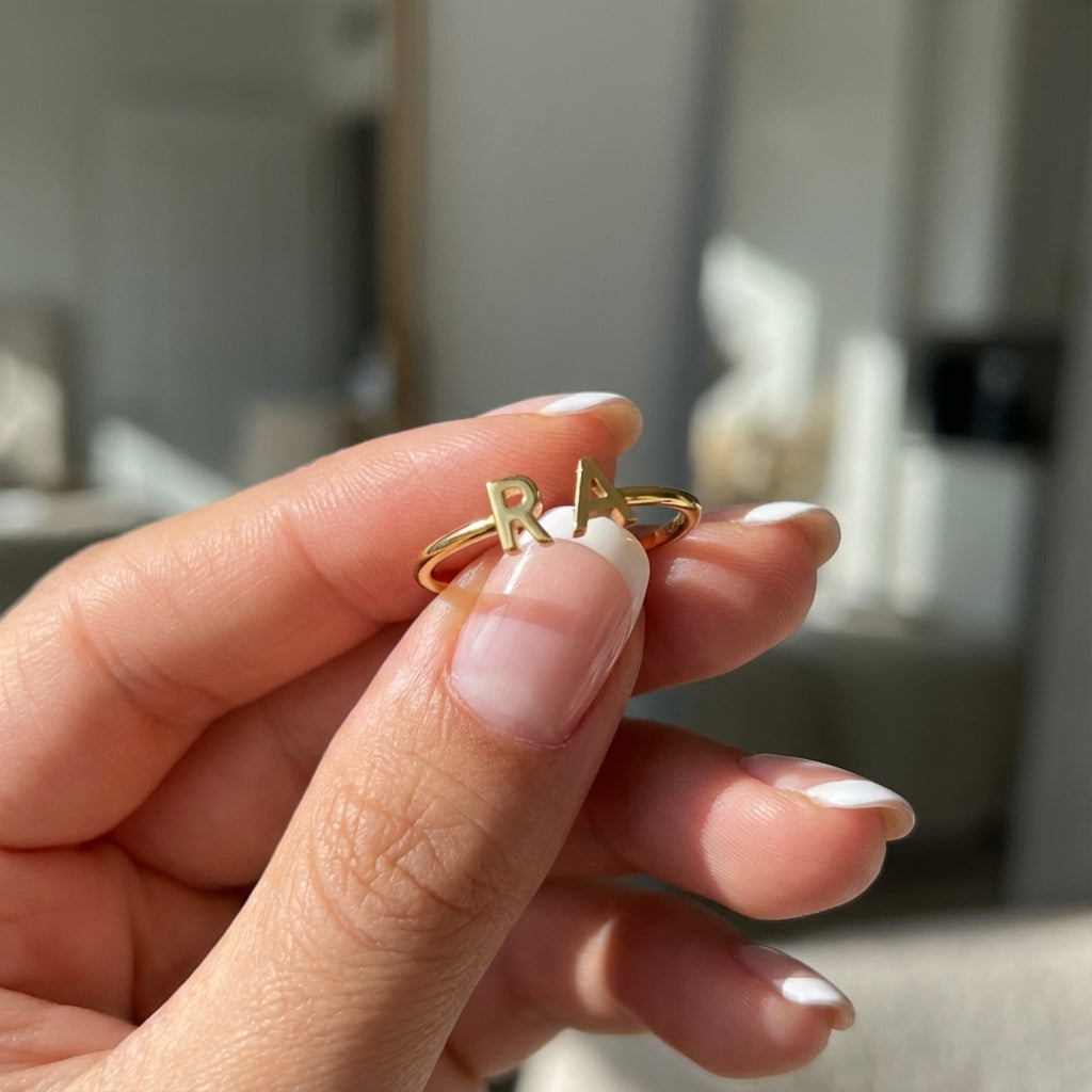 Adjustable Initial Ring "Double Monogram"