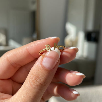 Adjustable Initial Ring "Double Monogram"