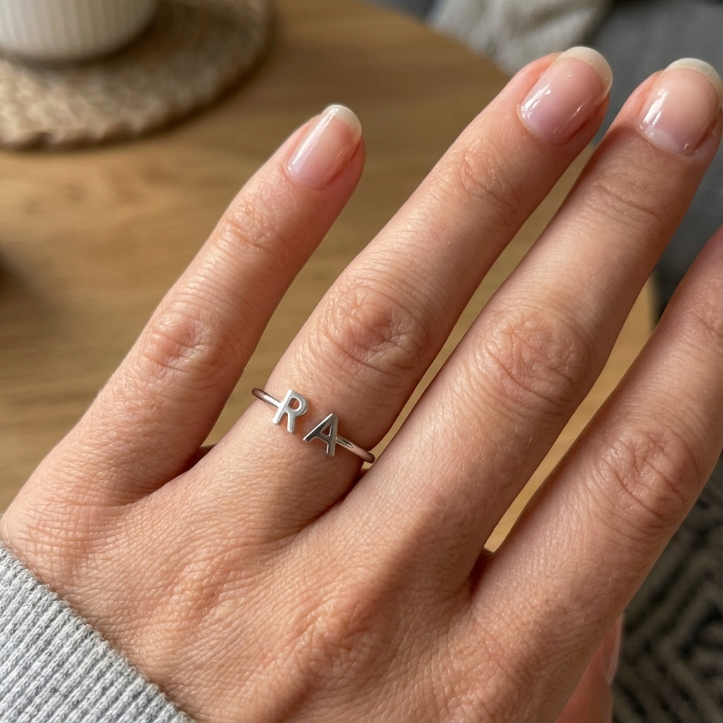 Adjustable Initial Ring "Double Monogram"