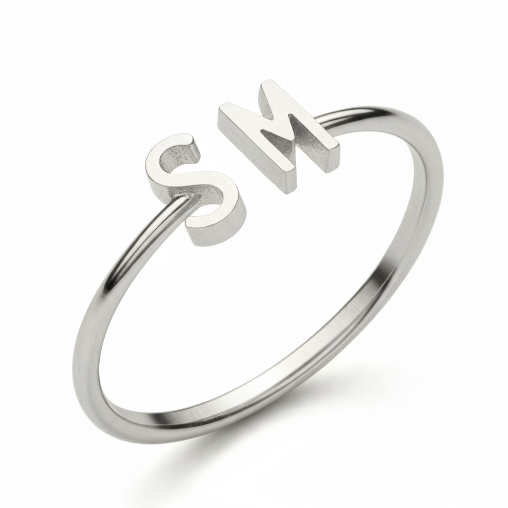 Adjustable Initial Ring "Double Monogram"