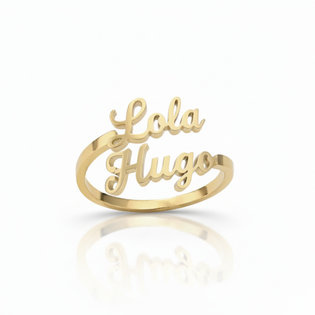 Adjustable Name Ring "Double Script"