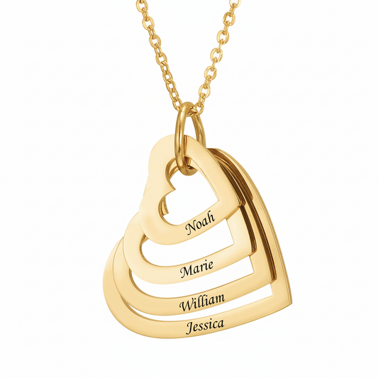 Name Necklace "Nested Hearts"