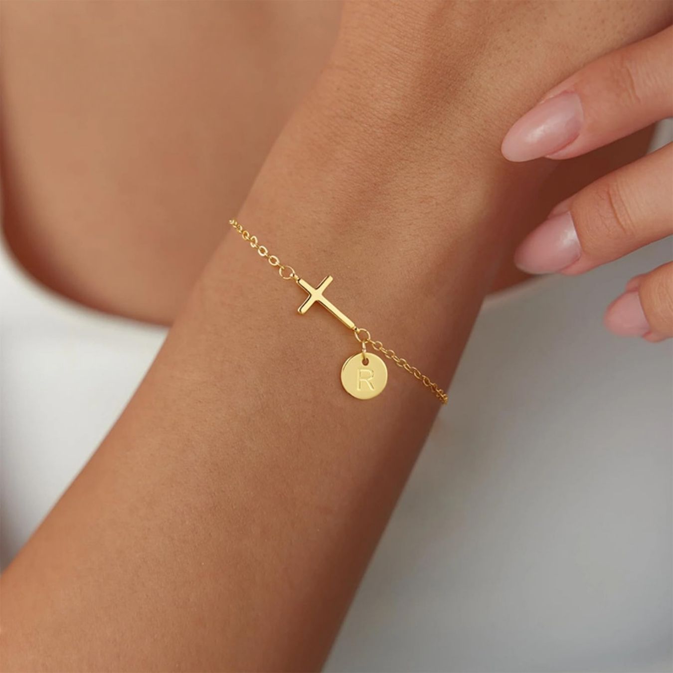 Initial Bracelet "Cross"