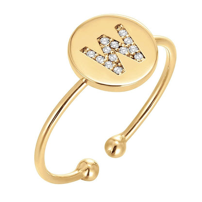 Adjustable Initial Ring "Gold Shine"