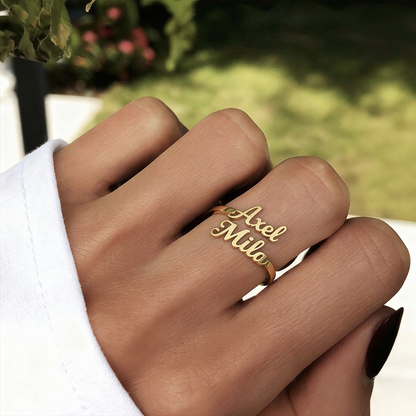 Adjustable Name Ring "Double Script"