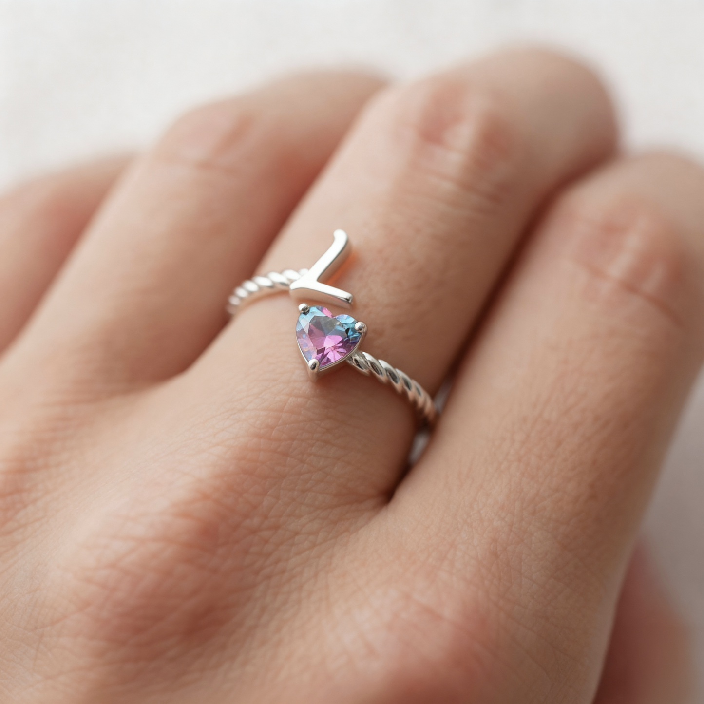 Adjustable Initial Ring "Mermaid Tail"