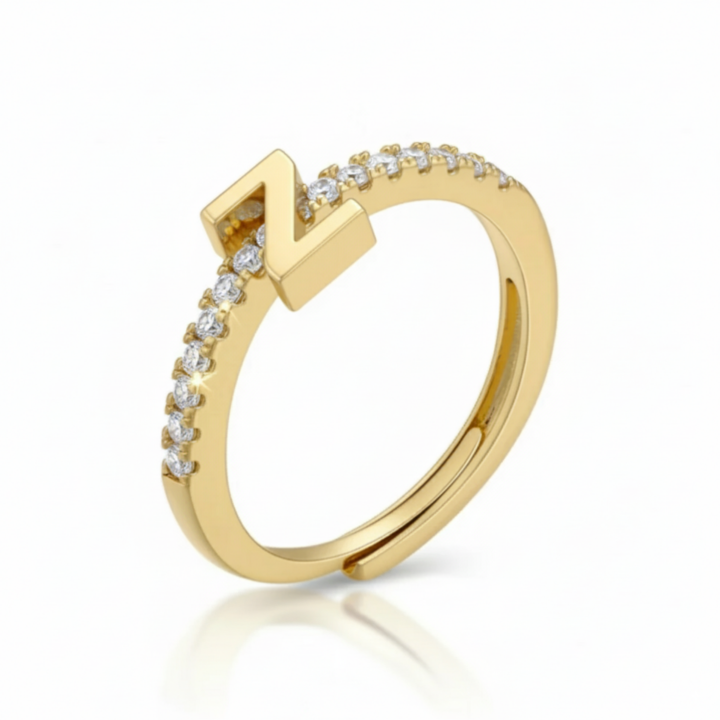 Adjustable Initial Ring "Sparkle"