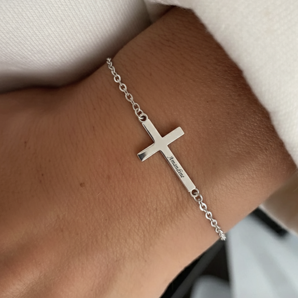 Name Bracelet "Sideways Cross"