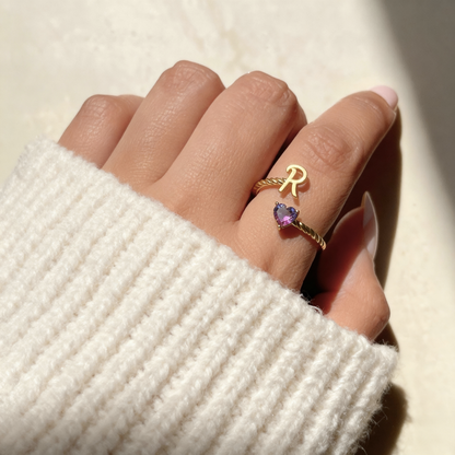 Adjustable Initial Ring "Mermaid Tail"