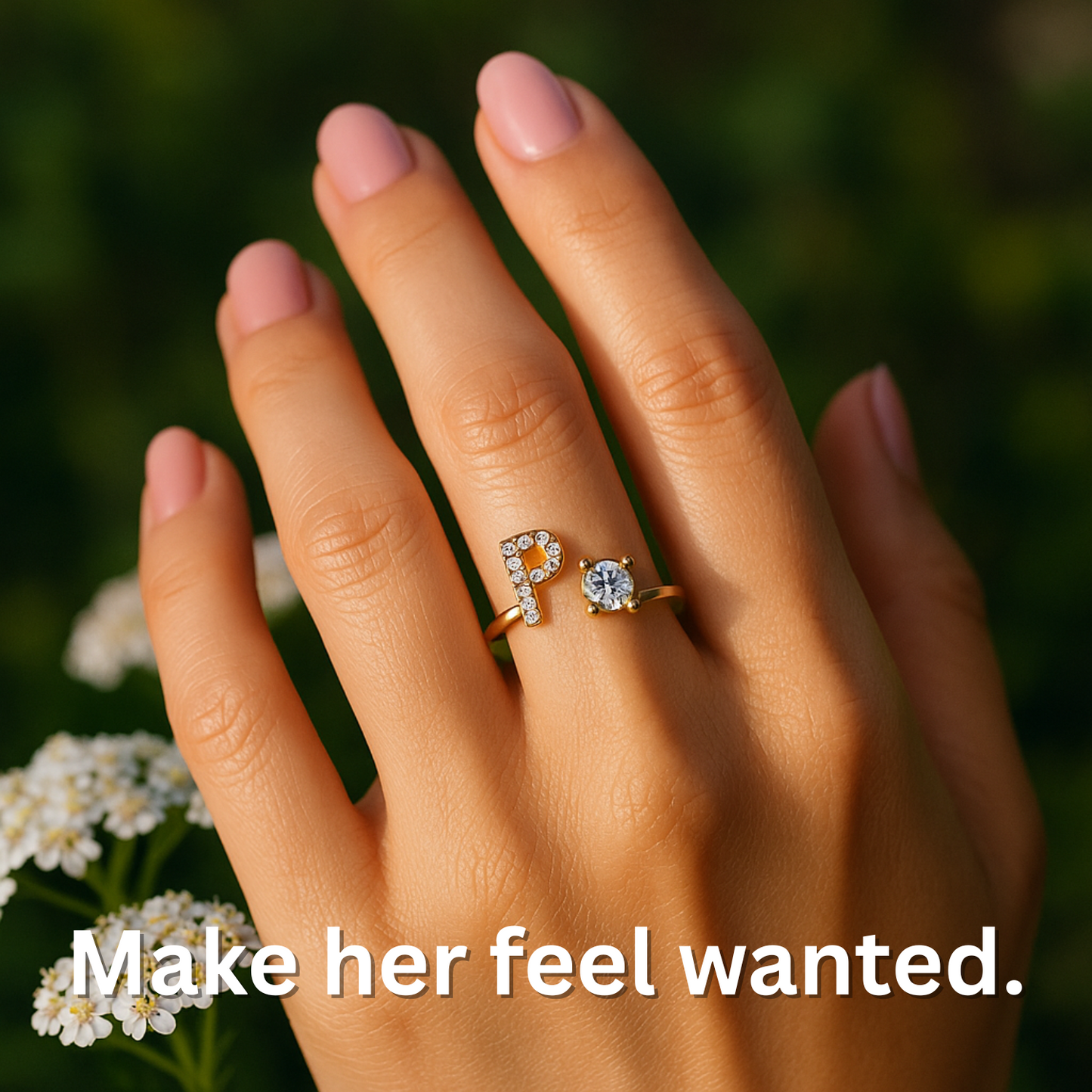 RICCARDI - Adjustable Ring "Initial Touch" + Free Rose Box Today