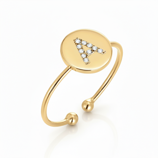 Adjustable Initial Ring "Gold Shine"