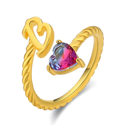 Adjustable Initial Ring "Mermaid Tail"