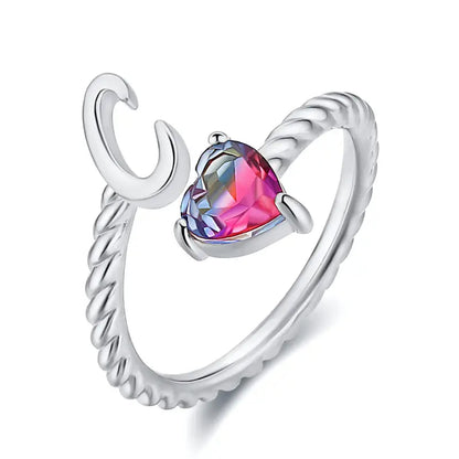 Adjustable Initial Ring "Mermaid Tail"