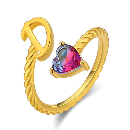 Adjustable Initial Ring "Mermaid Tail"