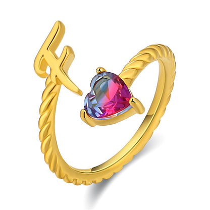 Adjustable Initial Ring "Mermaid Tail"
