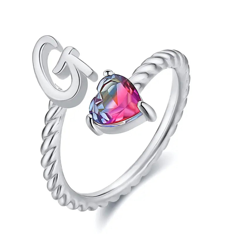 Adjustable Initial Ring "Mermaid Tail"