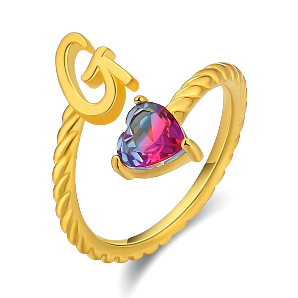 Adjustable Initial Ring "Mermaid Tail"