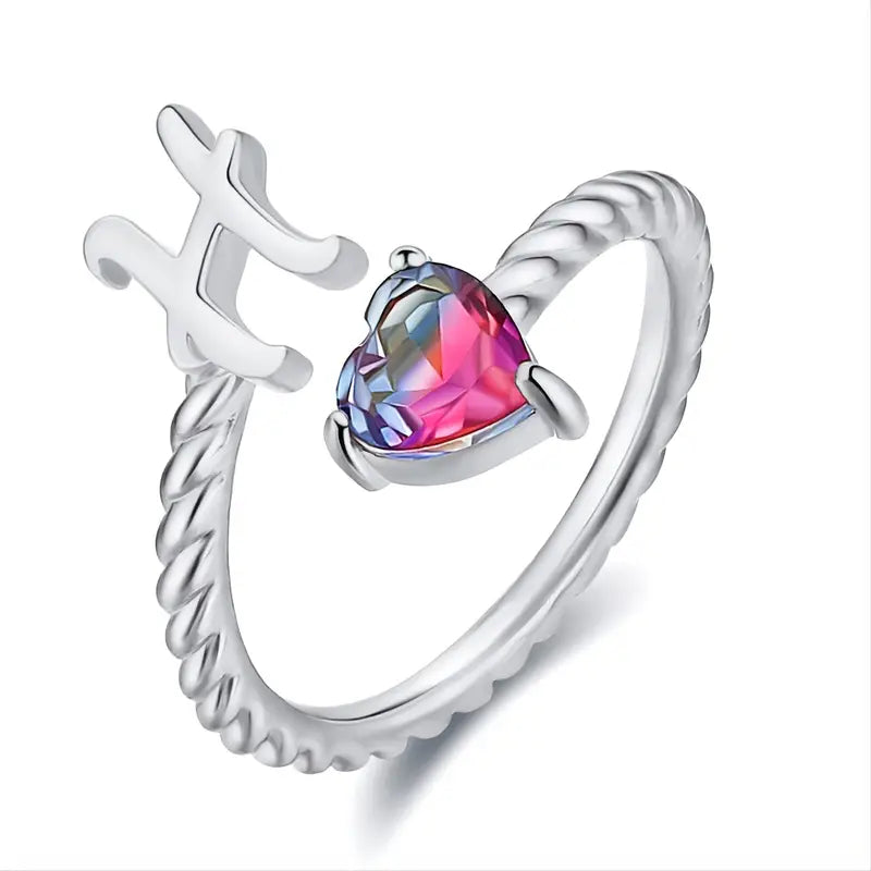 Adjustable Initial Ring "Mermaid Tail"