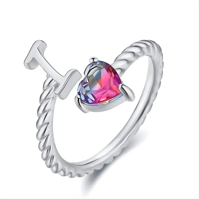Adjustable Initial Ring "Mermaid Tail"