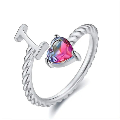 Adjustable Initial Ring "Mermaid Tail"