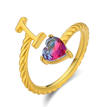 Adjustable Initial Ring "Mermaid Tail"