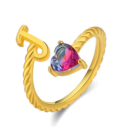 Adjustable Initial Ring "Mermaid Tail"