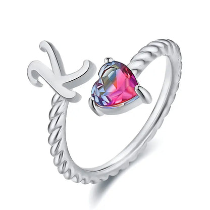 Adjustable Initial Ring "Mermaid Tail"
