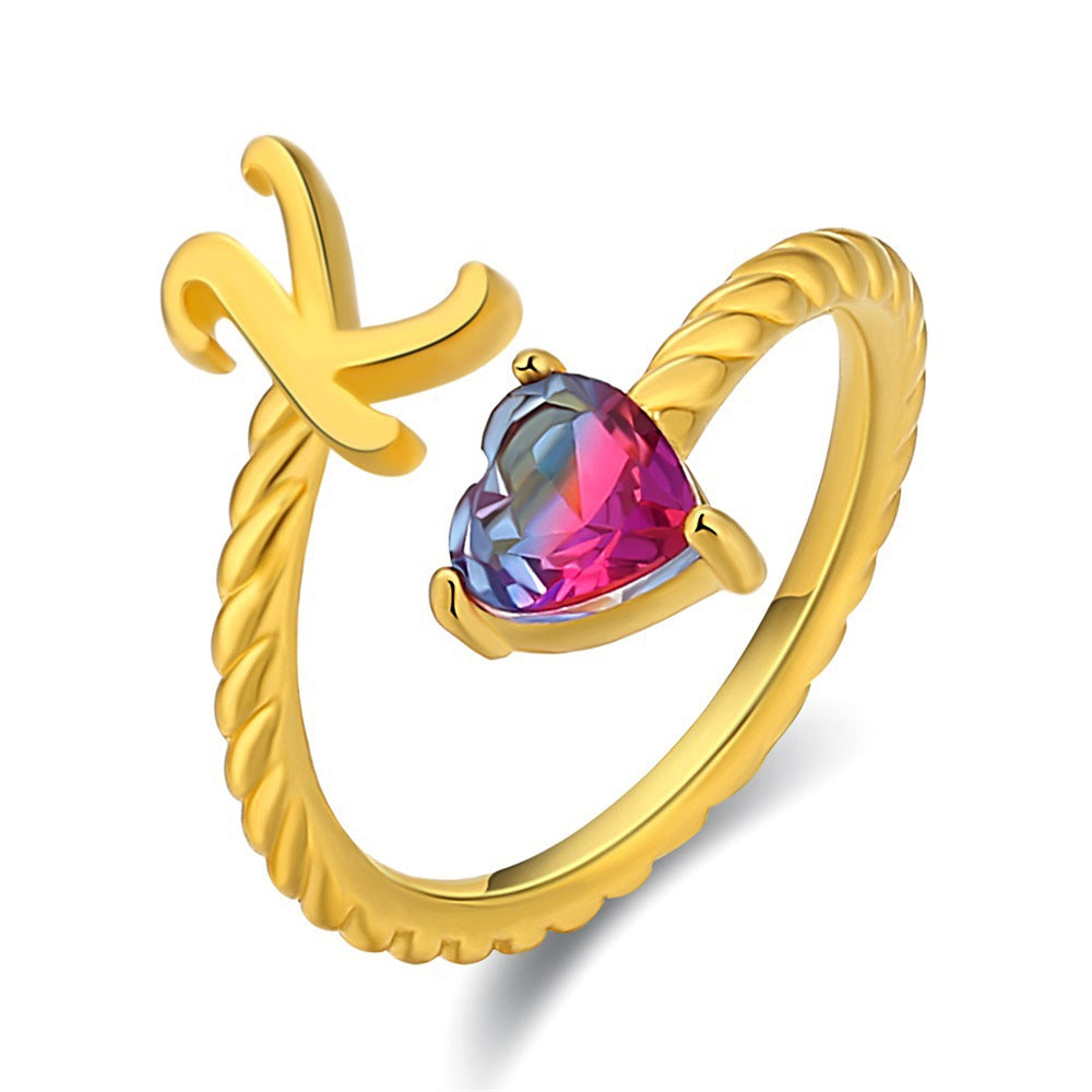 Adjustable Initial Ring "Mermaid Tail"