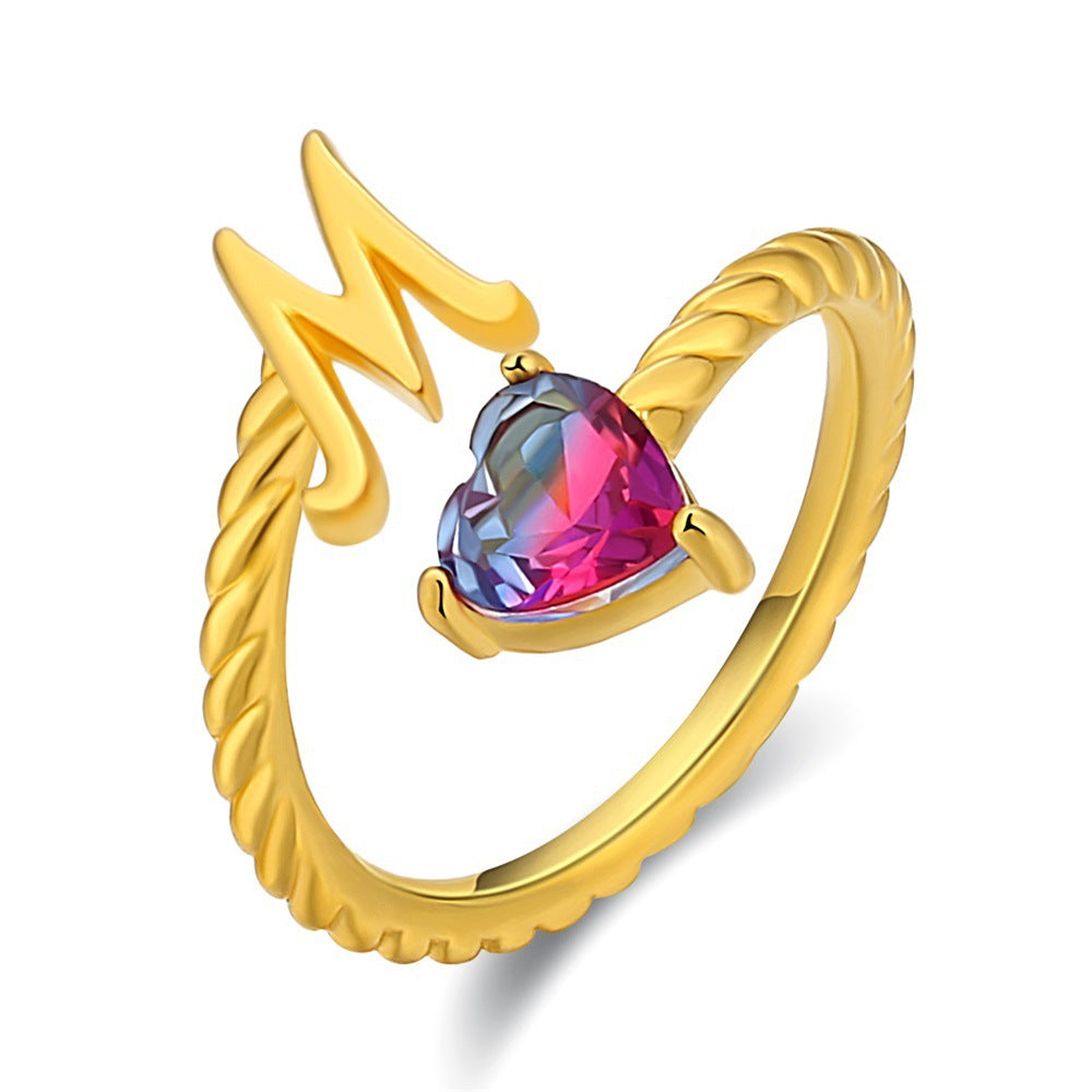 Adjustable Initial Ring "Mermaid Tail"