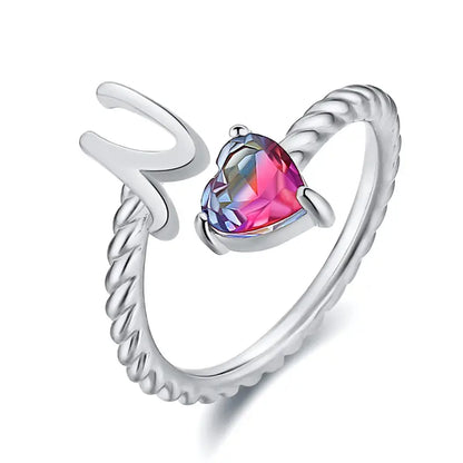 Adjustable Initial Ring "Mermaid Tail"