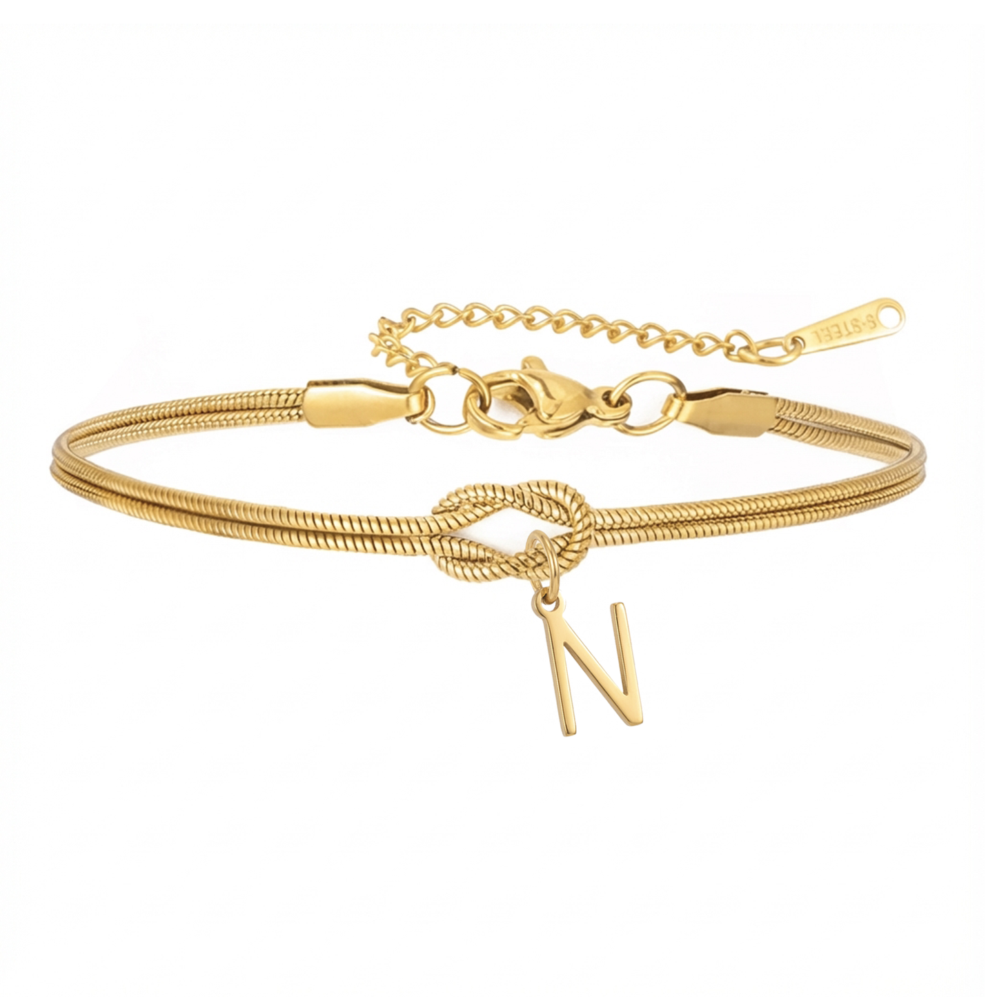 Double Initial Bracelet "Knot"