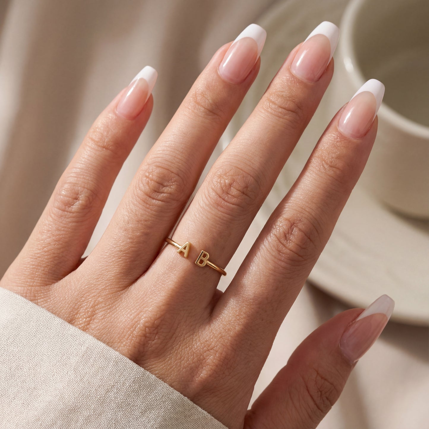 Adjustable Initial Ring "Double Monogram"