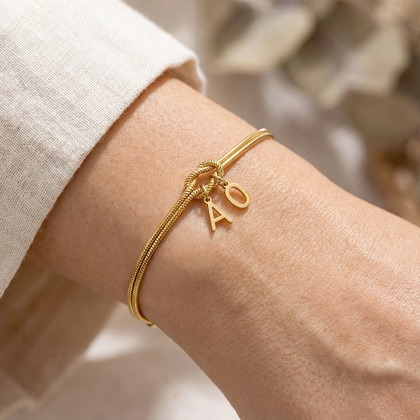 Double Initial Bracelet "Knot"