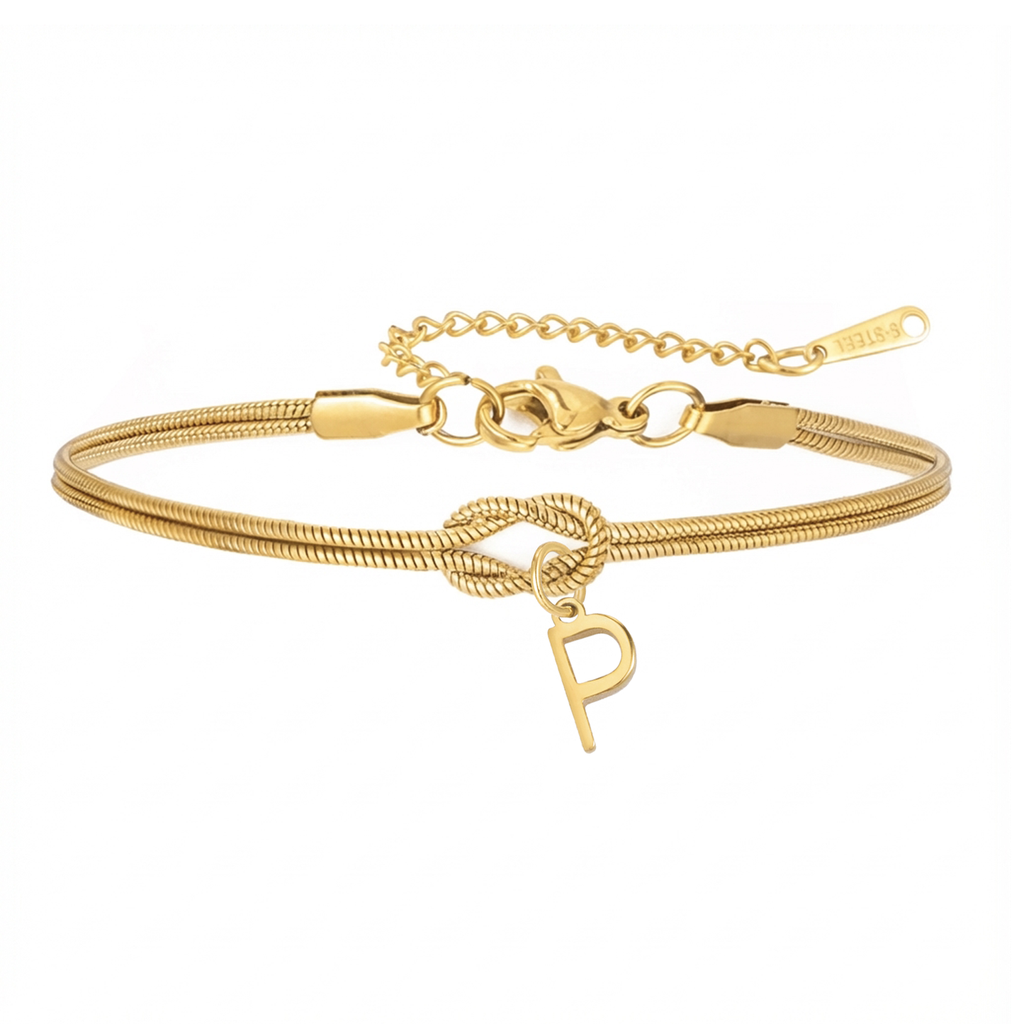 Double Initial Bracelet "Knot"