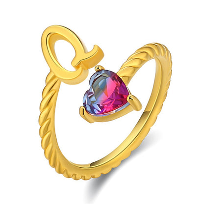 Adjustable Initial Ring "Mermaid Tail"