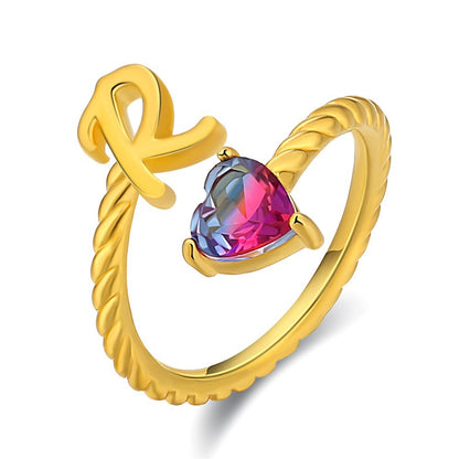 Adjustable Initial Ring "Mermaid Tail"