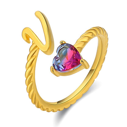 Adjustable Initial Ring "Mermaid Tail"