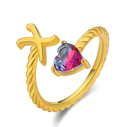 Adjustable Initial Ring "Mermaid Tail"