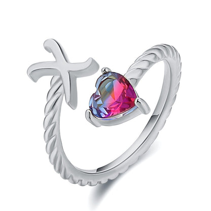 Adjustable Initial Ring "Mermaid Tail"
