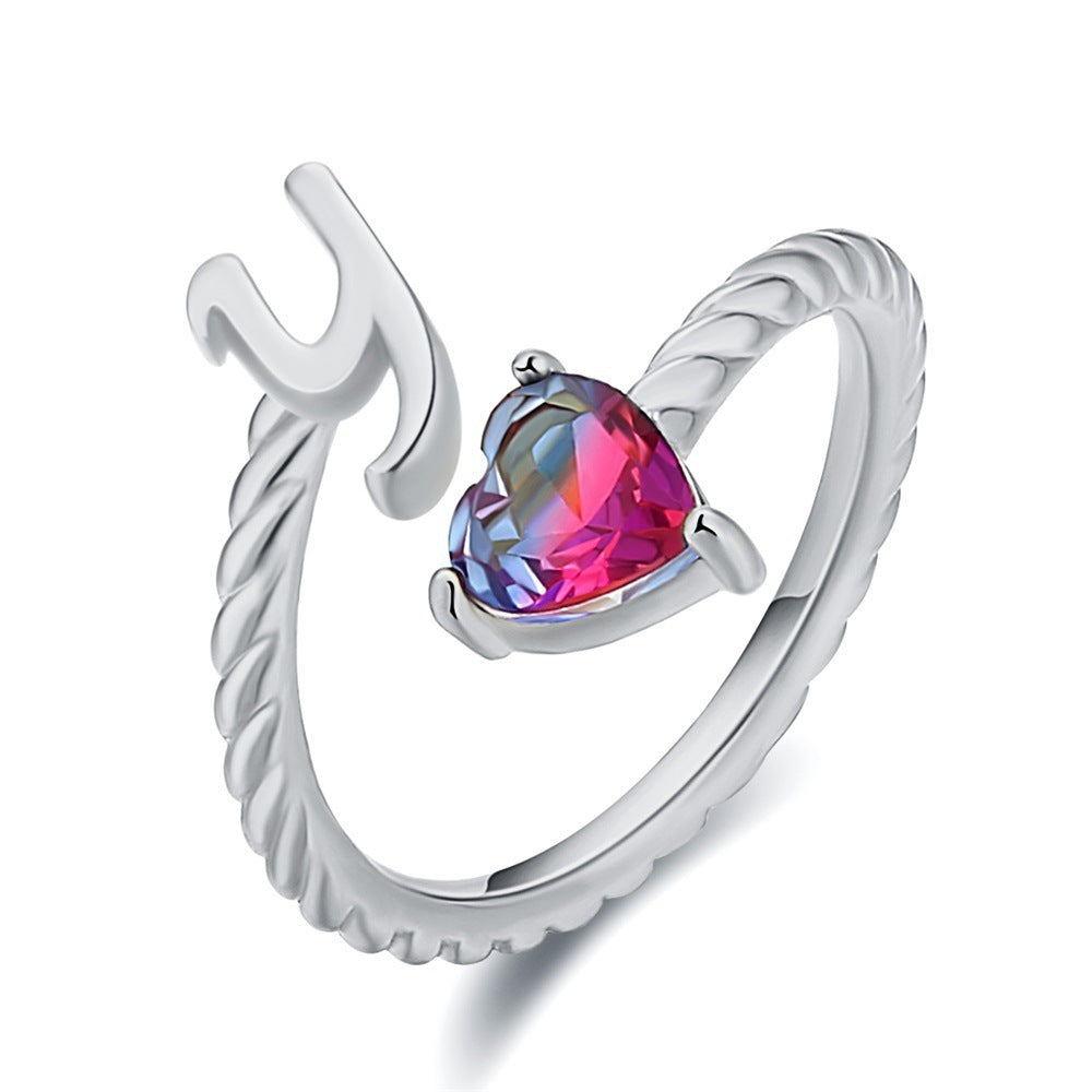 Adjustable Initial Ring "Mermaid Tail"