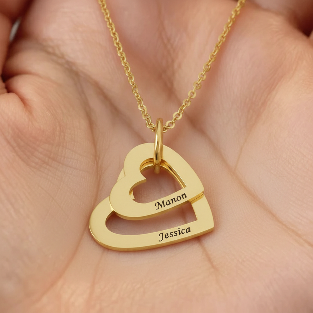 Name Necklace "Nested Hearts"